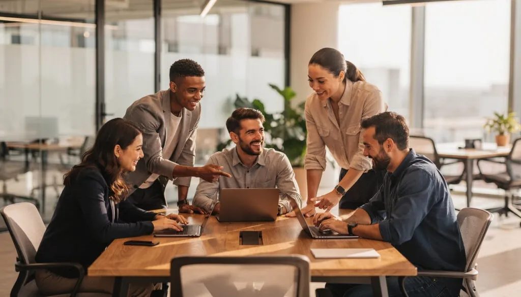 Dedicated squad collaborating around a table